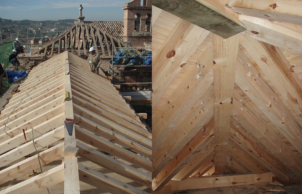 Imágen del Convento de las Carmelitas. Proceso de restauración de cubiertas y artesonado vistas interiro y exterior de la cubiertapor Sustratal